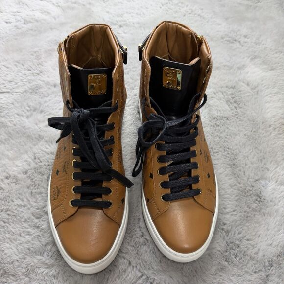 MCM High Top Brown Monogram Sneaker Men Size 43 Brown Leather Authentic main image 8
